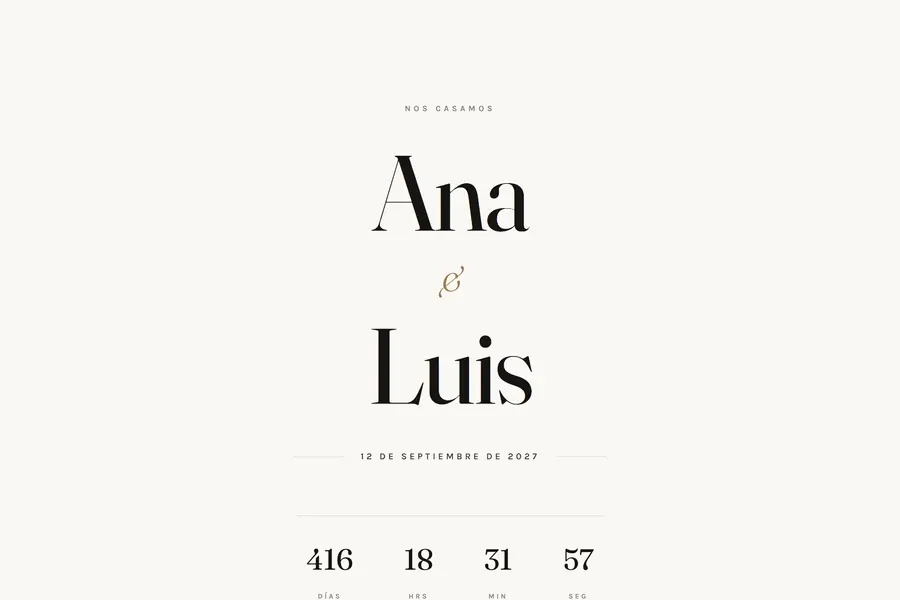 Web de boda en el estilo Ivory