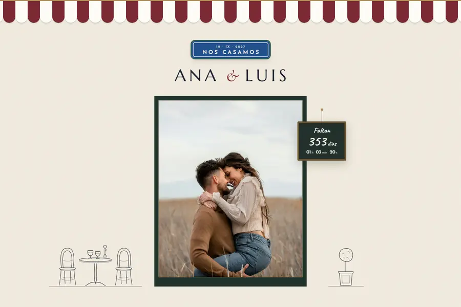 Web de boda en el estilo Marais