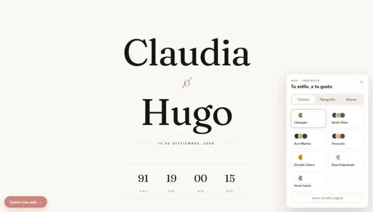 Plantilla Ivory — invitación de boda editorial y sofisticada