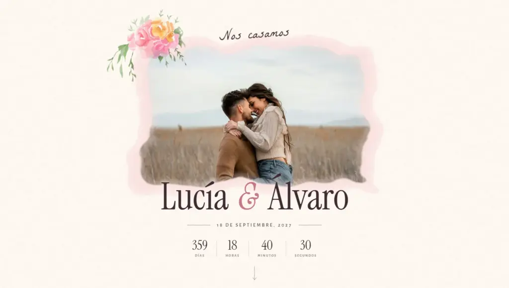 Plantilla Bloom — web de boda en acuarela